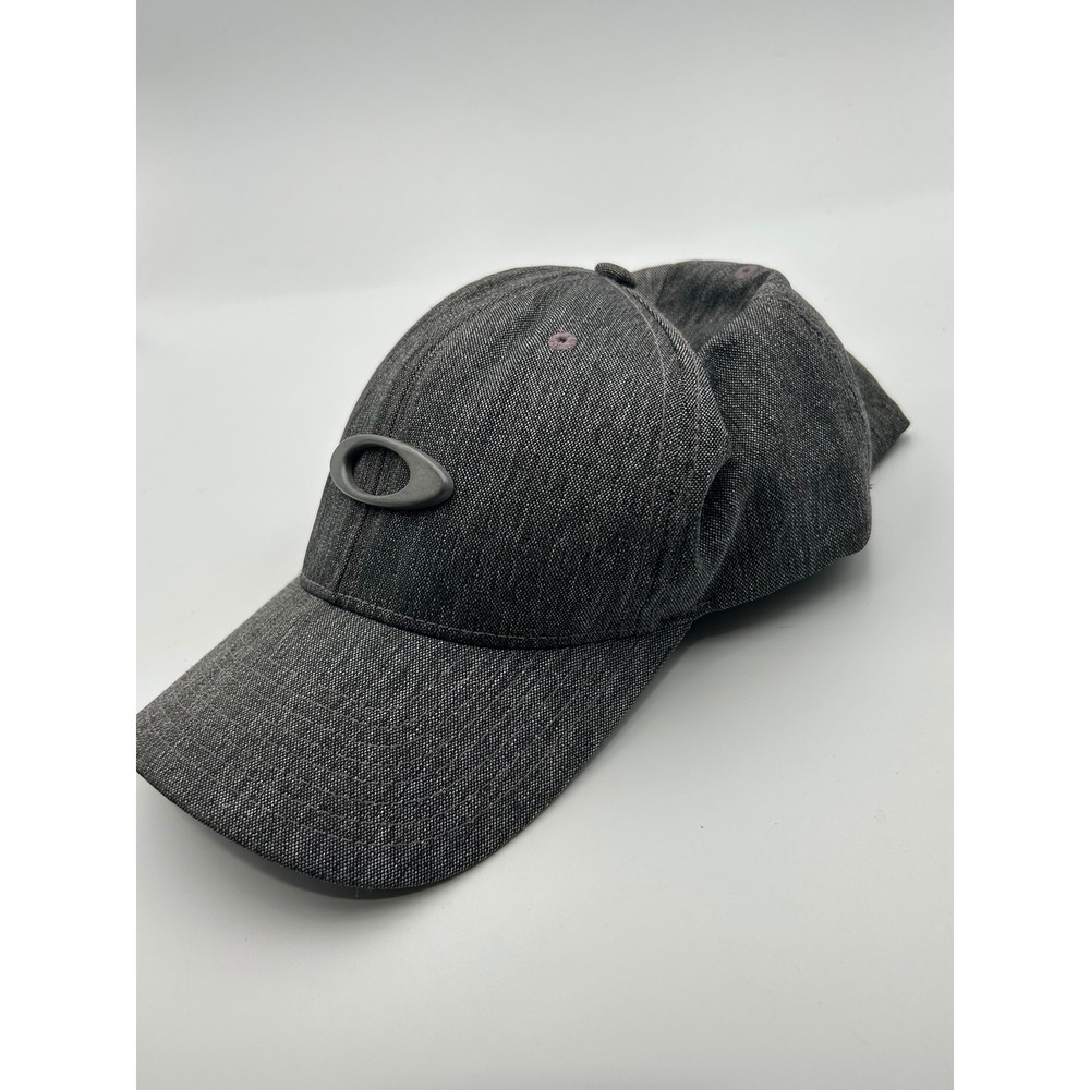 Oakley Flexfit Hat Charcoal Gray Denim Metal O Logo Baseball Cap L-XL